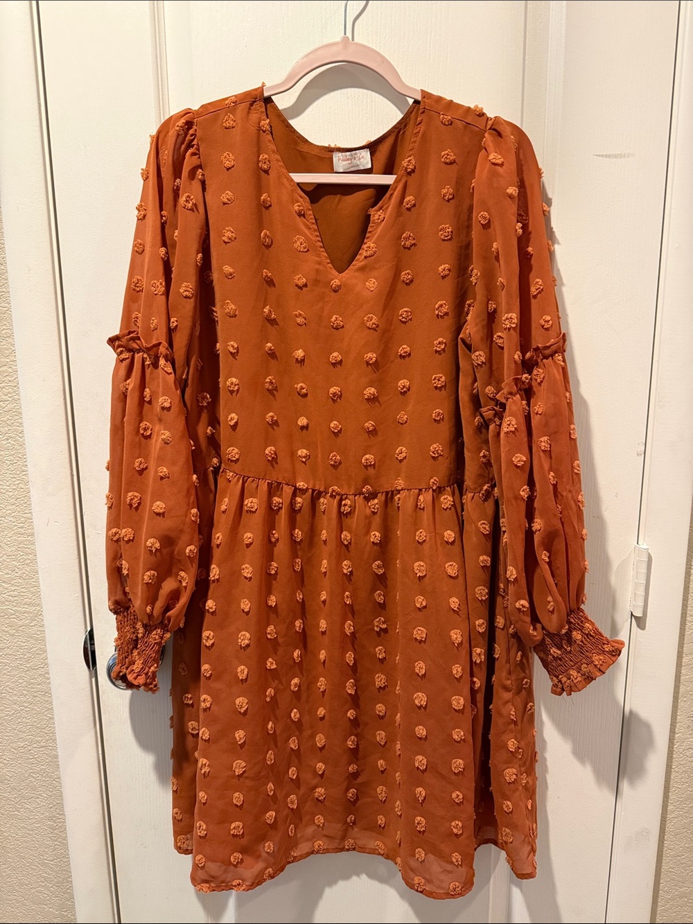 EUC Rust Orange Textured Babydoll Dress